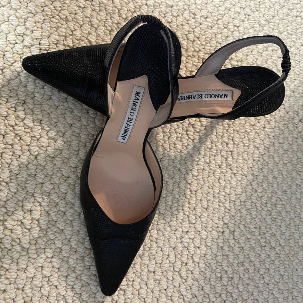 Manolo Blahnik Black Sling Backs